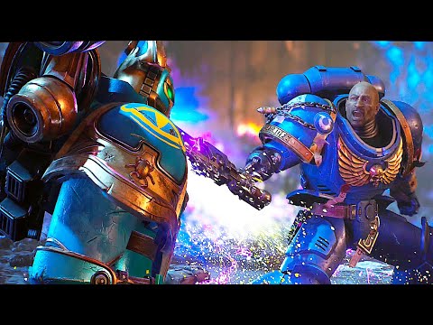 Space Marine 2 Ultramarines Vs Chaos Space Marines Scene - Warhammer 40K