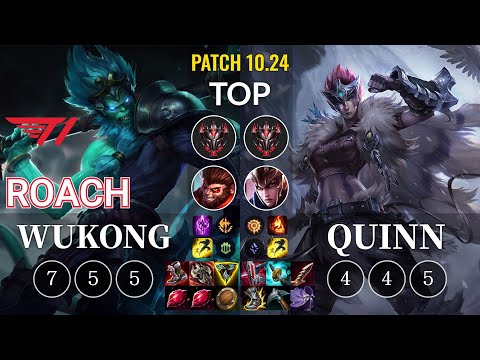 T1 Roach Wukong vs Quinn Top - KR Patch 10.24