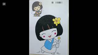 🌸 Cute Japanese Girl Coloring Page 🎨 | Kawaii Coloring Book