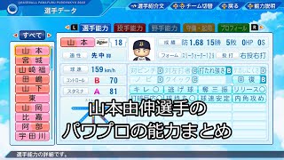 山本由伸選手のパワプロの能力まとめ