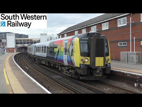 SWR 444019 in New Pride Iivery & 450067, at Fratton PDL - 4th May 2023