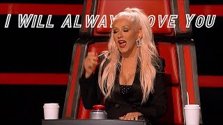 Christina Aguilera singing &quot;I Will Always Love You&quot; on The Voice Season 10