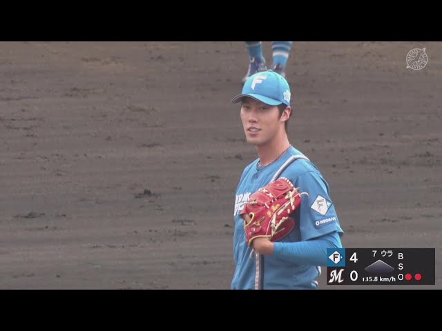【ファーム】ファイターズ・福島蓮が回をまたいで5者連続三振含む7回途中9奪三振無失点の好投!! 2025年8月6日 千葉ロッテマリーンズ 対 北海道日本ハムファイターズ
