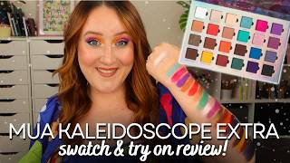 *NEW* MUA KALEIDOSCOPE XTRA EYESHADOW PALETTE! Swatches & First Impression Review Rainbow Makeup!