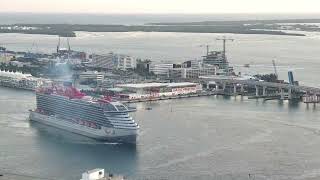 Virgin Voyages Scarlet Lady Sail Away: Turning Basin Maneuver at PortMiami November 26 2025
