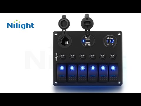 Nilight 6 Gang Rocker Switch Panel with Blue Backlit