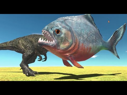 Death Run T Rex vs Baby Piranha Shark Megalodon Dinosaurs Animal Revolt Battle Simulator 1000