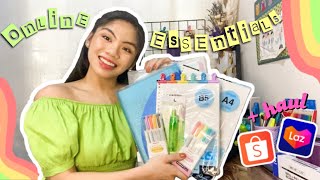 ONLINE SCHOOL/CLASS ESSENTIALS + Shopee & Lazada Haul (study table, stationery, tech and more) 👩🏻‍💻
