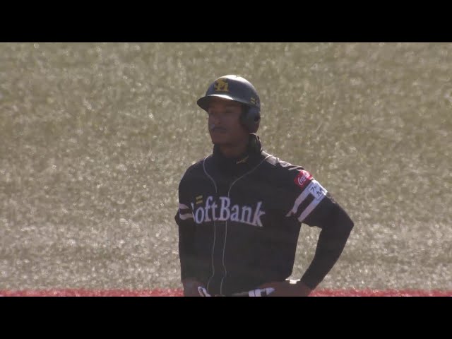 【7回表】攻守ともに存在感を放つ!! ホークス・ダウンズ レフトへのタイムリー2ベース!! 2025年3月7日 千葉ロッテマリーンズ 対 福岡ソフトバンクホークス