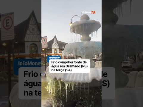 Frio congela fonte de água e pista no Sul; há queda de neve em cidade gaúcha