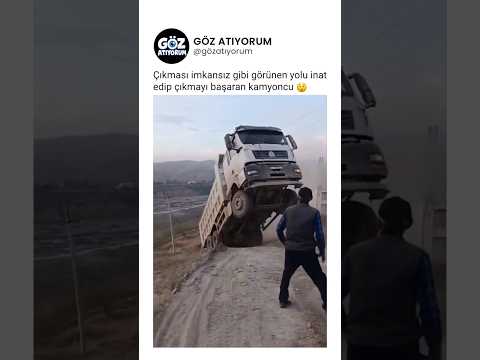 Çıkması imkansız gibi görünen yolu inat edip çıkmayı başaran kamyoncu 😲