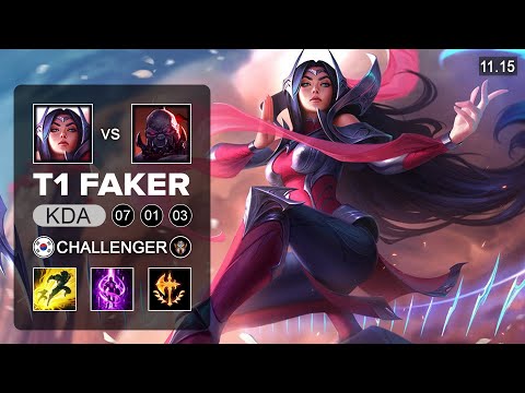 T1 Faker Irelia Mid vs Sion - KR Challenger Patch 11. 15