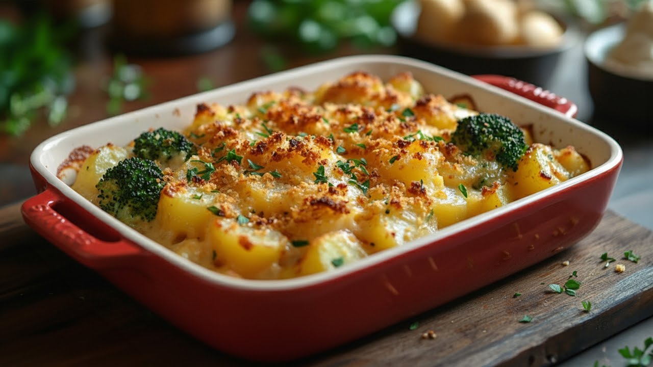 Vegan Potato and Broccoli Casserole. Creamy, Healthy, and Simply Delicious.