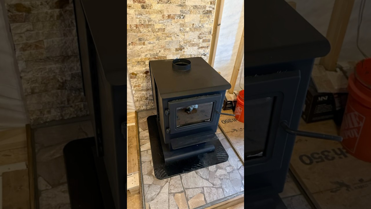 How I built hearth for my wood stove #woodstove #fireplace #rockwork