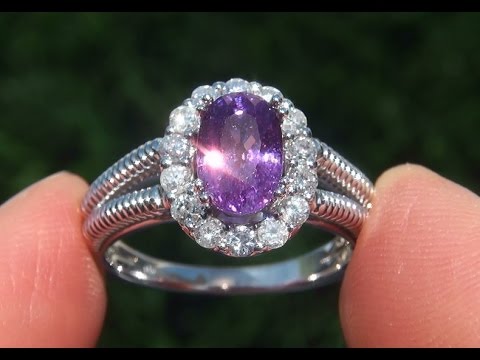 Estate Certified VS Natural Pink Sapphire Diamond 14k White Gold Engagement Ring - A141734