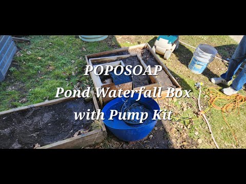 POPOSOAP Pond Waterfall Box with Pump Kit with 9.8FT Corrugated Tubing for Garden Waterfall