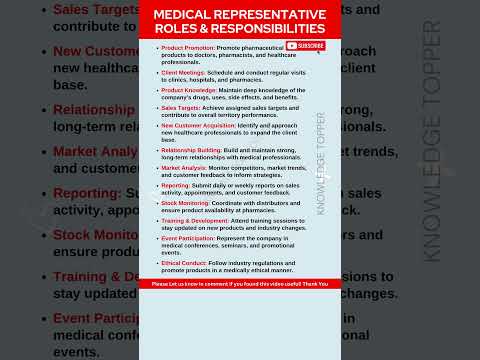 Medical Representative Roles and Responsibilities