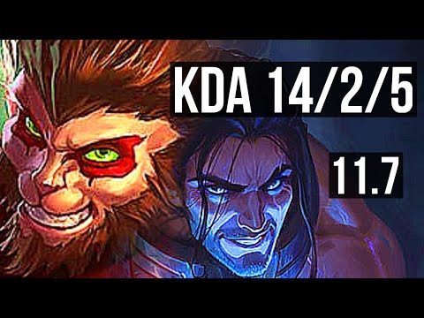 WUKONG vs SYLAS (MID) | 69% winrate, Legendary, 14/2/5, 1.1M mastery | NA Master | v11.7
