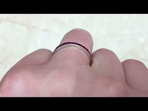 Platinum and French Cut Ruby Channel Set Eternity Banff Band. 2.40mm - Hand Video -