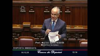 IL MINISTRO PIANTEDOSI RISPONDE AL QUESTION TIME ALLA CAMERA