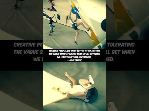 Janja Garnbret with the only top of this problem in the qualis of the 2018 Climbing Worlds