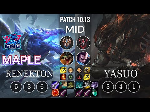 LNG Maple Renekton vs Yasuo Mid - KR Patch 10.13