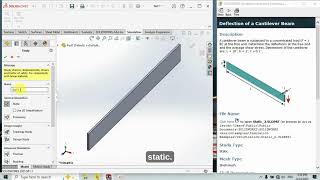 Solid Works Simulation Part1: Static Analysis Deflection of a Cantilever beam