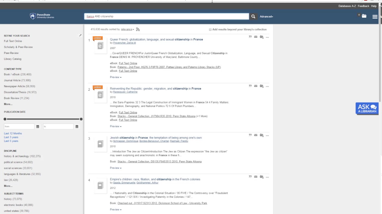 Using LionSearch for the Library Assignment