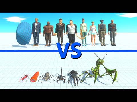 MODERN HUMANS Team vs GIANT INVERTEBRATES Team - Animal Revolt Battle Simulator
