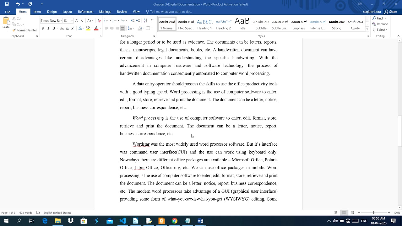Chapter 3- Introduction to Word Processor