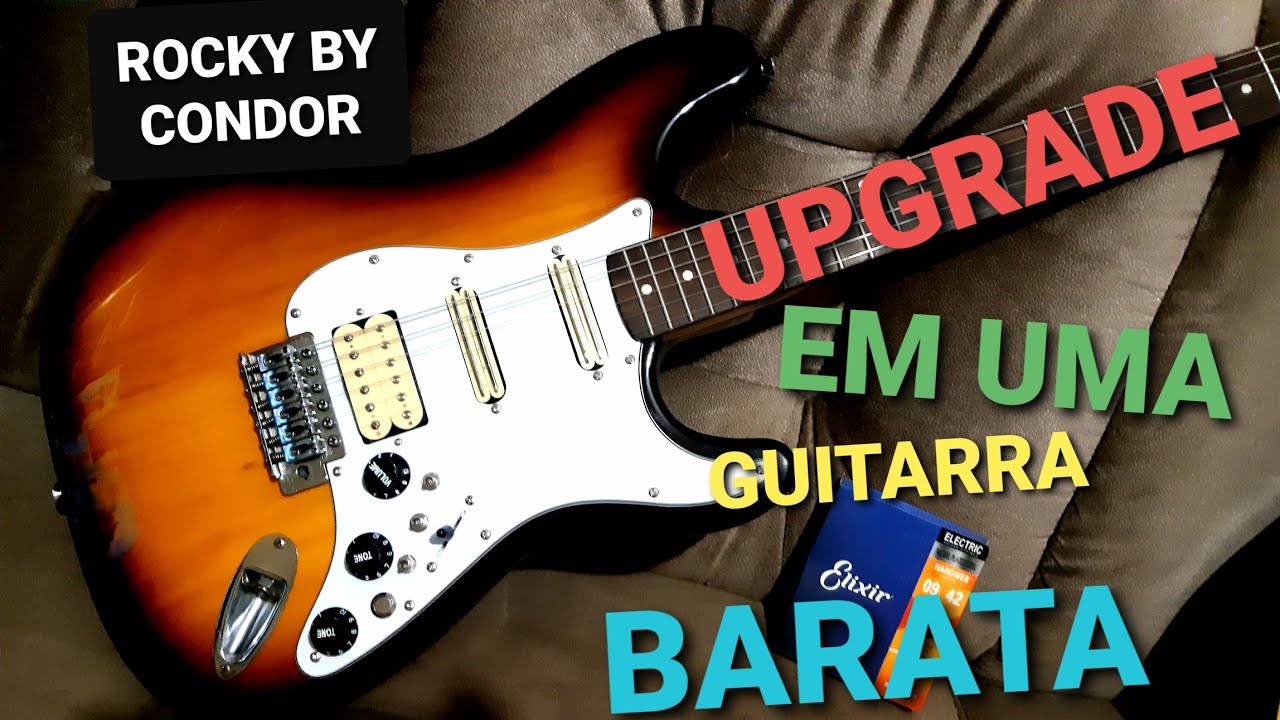 TROCA DOS CAPTADORES GUITARRA BARATA: STRATOCASTER RECEBE UM TALENTO, ESCUDO, ELÉTRICA, CORDAS NOVAS