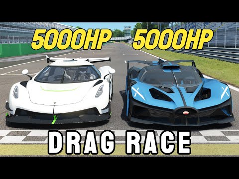 5000HP KOENIGSEGG JESKO VS 5000HP BUGATTI BOLIDE DRAG RACE