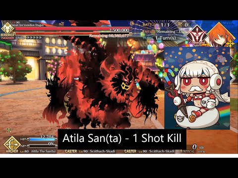 [FGO] Hallowen 2020 Raid battle - Atila san(ta) 1 shot kill