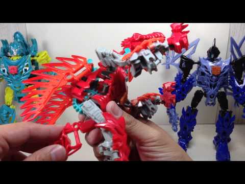 Construct Bots Dinobots Grimlock Scorn Slug Strafe Slash Elite Review