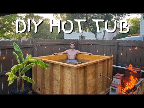 I built a WOOD Hot Tub out of 2x4s and T&G!! (FIRE HEATED) - - Hot tub Build Part 1