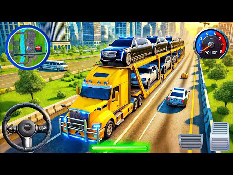 Police Limousine Cars Load On Transportation Trailer | Police Car Transport Simulator