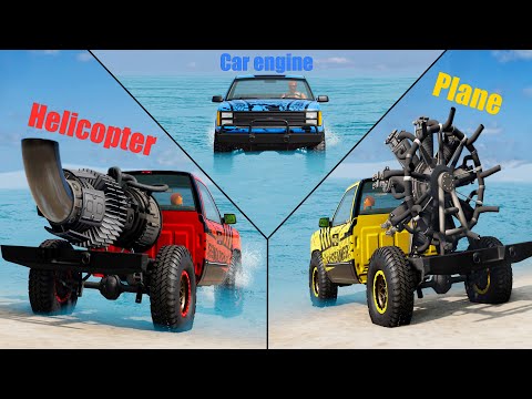 Car vs Plane vs Helicopter Engine - Which is Faster?- Beamng drive