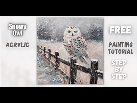 Free ACRYLIC Painting Tutorial | Snowy Owl