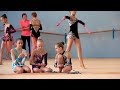 Cute Girls Practicing Gymnastics Olympics Games