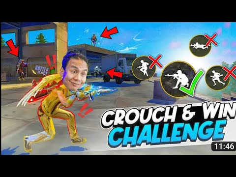 only Crouch kill & booyha challenge 🔥 I can't run & jump freefire max