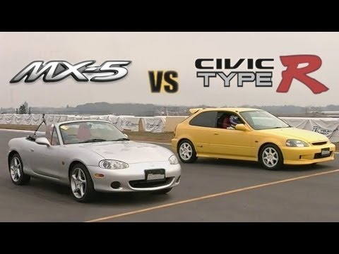 [ENG CC] Civic Type R vs. Mazda BM Roadster - battle in mini course 2001