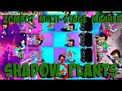 Plants vs Zombies 2 Epic Hack - Shadow Crew vs Neon Mixtape Tour Zombot Multi-stage Masher