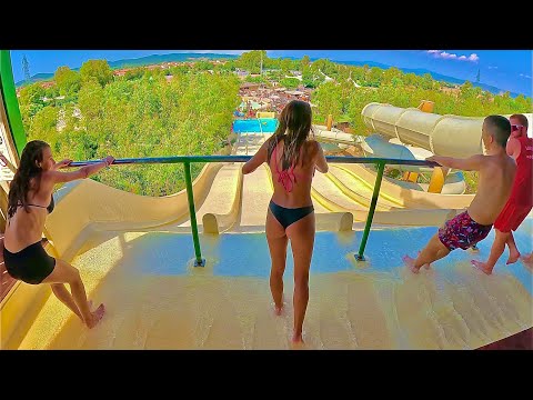 Sliding down the Wild Body Slide at Acqua Village Follonica #italy