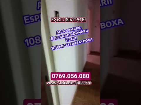VEZI VIDEO! EXCLUSIVITATE! 4 cam, etaj 1, Esplanada Dunarii 108 mp+terasa+boxa, etaj 1 — Video