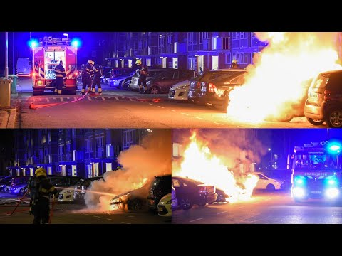 Vier auto's beschadigd bij felle brand op Olieslagerslaan in Beverwijk | 31/03/2021