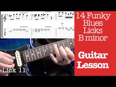 Learn 14 Funky Blues Licks in Bm