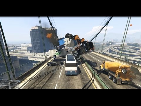 GTA 5 - Grand Theft Auto 5 -  Heavy Bus Mod - Super Bus Crash compilation