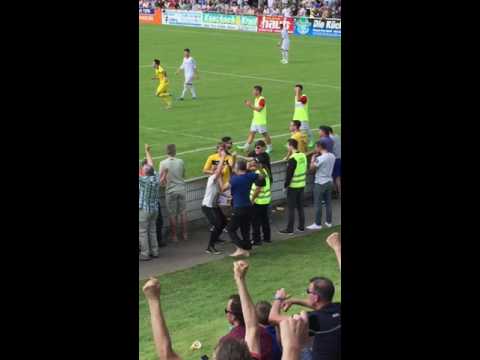 Massive soccer brawl German hooligans in action
