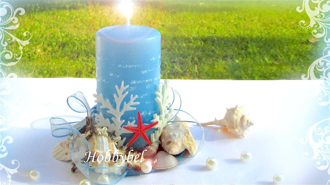 Decorazione estiva, idea fai da te: candela con conchiglie - DIY summer project