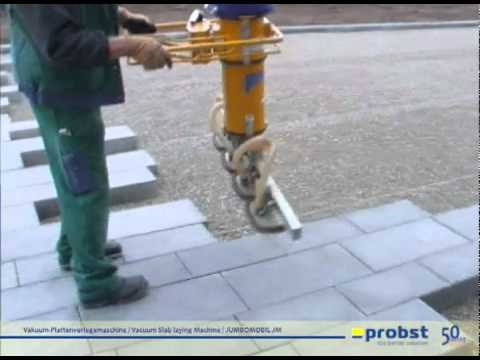 PROBST Vakuum-Plattenverlegemaschine JUMBOMOBIL JM, Verlegung mit 4-fach Saugplatte